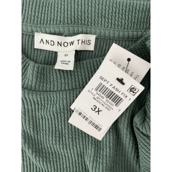 And Now This Women's Meadowland Green Ribbed Crewneck Top Plus Size 3X NWT - Picture 3 of 5